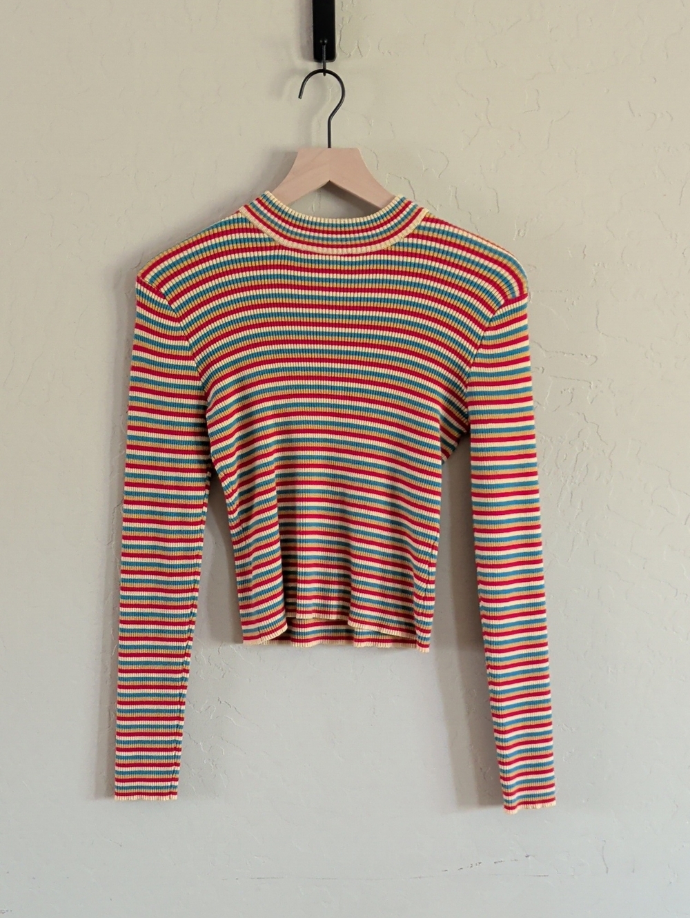 Arizona Jean Company Multicolor Striped Ribbed Long Sleeve Top